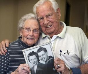 Retired dentist Gerold Lamers met his wife, Maxine, at the USO club in Spokane in February 1943. They married on May 19, 1943.