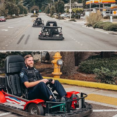 Police in the suburban Seattle, Wash., area said officers recovered and returned several go-karts at Tukwila Family Fun Center on Tuesday after they had been stolen from the recreation center the previous night.  (Courtesy of Tukwila Police Department)