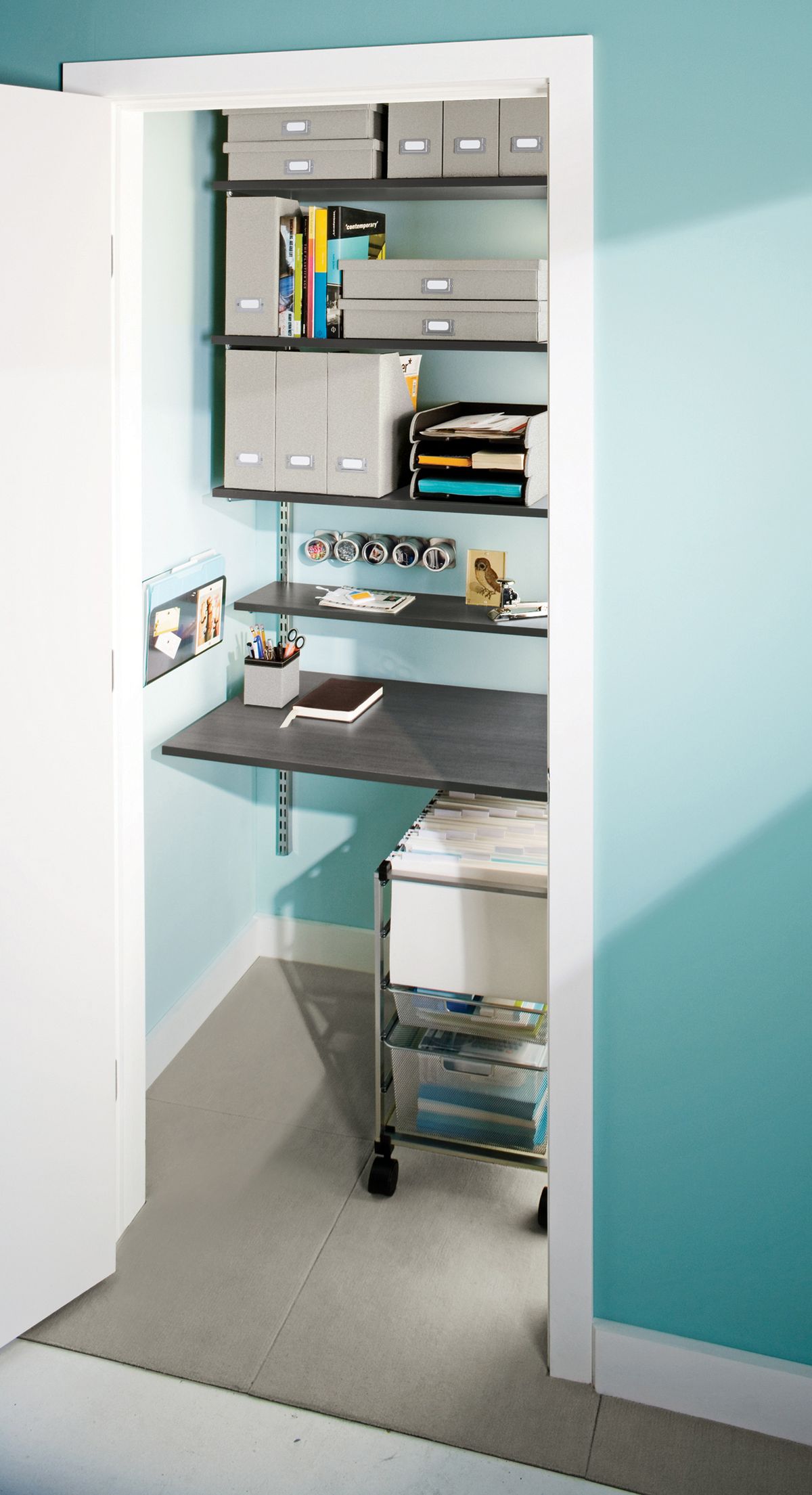 No spare room for an office? Consider converting a closet into one like this suggestion from the Container Store. Container Store (Container Store / The Spokesman-Review)