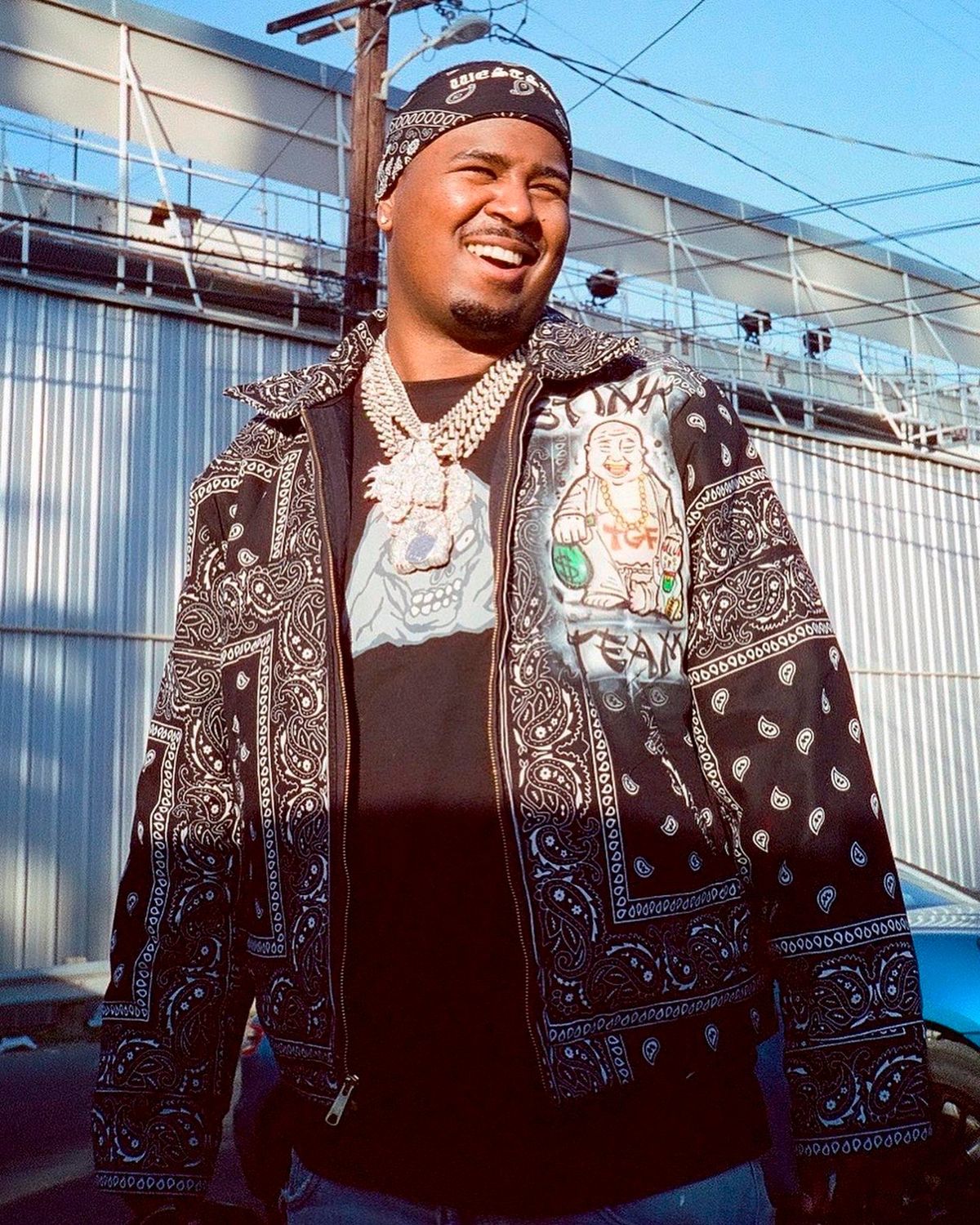 In this March photo provided by Scott Jawson, West Coast rapper Drakeo the Ruler is seen outside a recording studio in Los Angeles. Drakeo the Ruler, whose real name was Darrell Caldwell, was fatally stabbed in an altercation at a Los Angeles music festival Saturday. His publicist confirmed the death to the New York Times. The 28-year-old was assaulted at the Once Upon a Time in L.A. concert Saturday night. (Wyatt Winfrey)