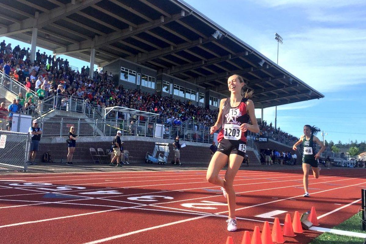 North Central’s Allie Janke won the 3A girls 1,600-meter run at the Washington State 4A/3A/2A track and field championships at Mount Tahoma High School in Tacoma on Thursday. (@wiaawa / Twitter)
