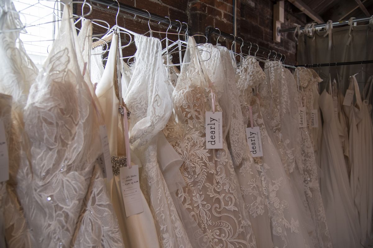 Dearly Consignment Bridal Shop carries wedding dresses in like-new condition. Dearly Consignment is a sister store to Honest in Ivory. The two stores moved to 123 E. Sprague Ave. earlier this month.  (Jesse Tinsley/THE SPOKESMAN-REVI)