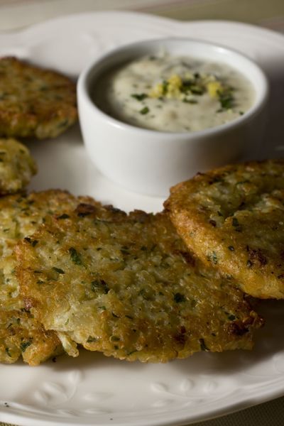 Quinoa Fritters with Lemon-Horseradish Mayonnaise work well as an appetizer. (Associated Press / The Spokesman-Review)
