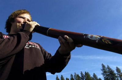 
Whitworth offensive lineman and business student Steve Honeyman plays the didgeridoo, an Australian aboriginal wind instrument. 
 (Holly Pickett / The Spokesman-Review)