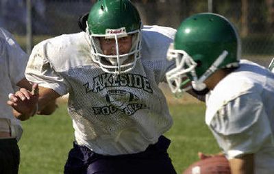 
Lakeside linebacker Nick Phillips zeros in for a hit during practice. 
 (Dan Pelle / The Spokesman-Review)