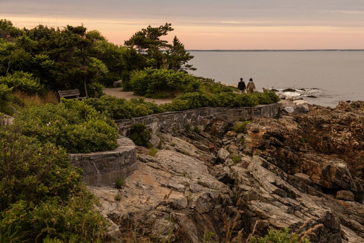 Walkers enjoy Marginal Way, a coastal walking path in Ogunquit, Maine, on June 26. Maine’s Oyster Trail, a collection of more than 80 restaurants, farms and oyster-centered attractions, stretches through four regions – Maine Beaches; Greater Portland and Casco Bay; the Midcoast and Islands; and Down East and Acadia – along the state’s coast.  (GRETA RYBUS)