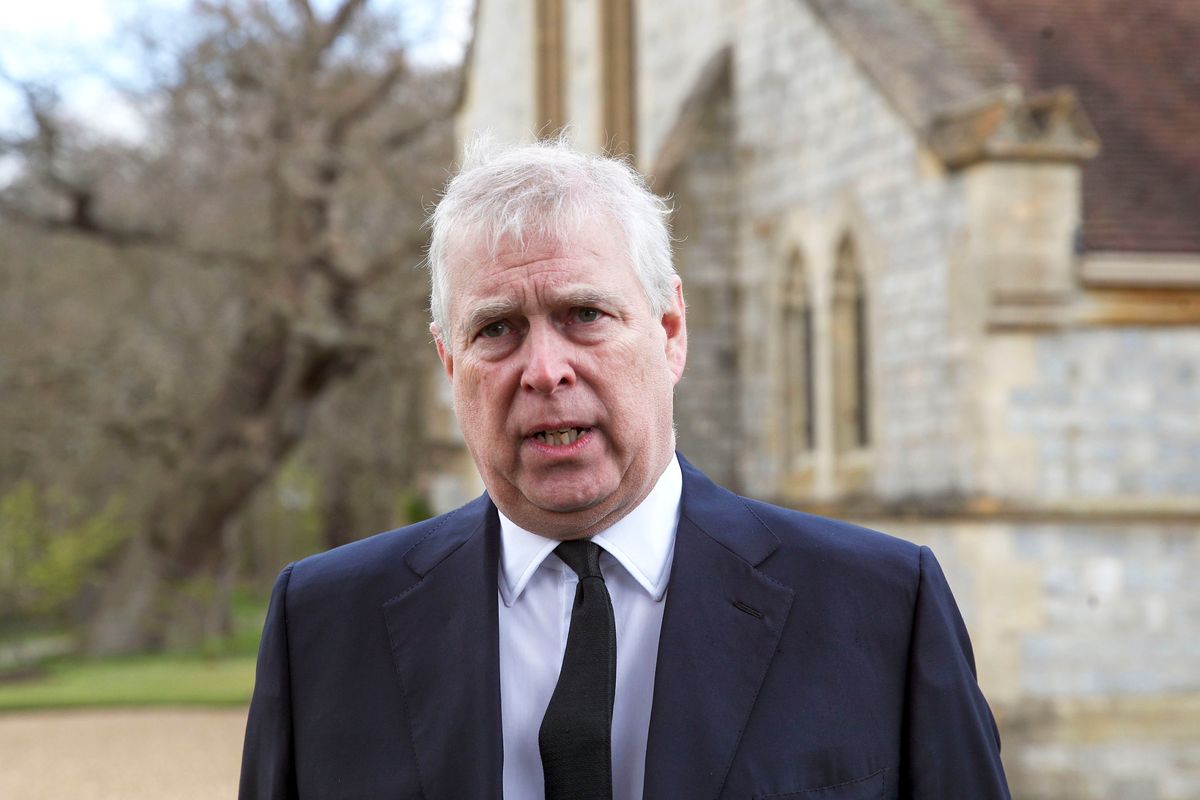 Britain’s Prince Andrew speaks during a television interview at the Royal Chapel of All Saints on April 11 at Royal Lodge, Windsor.  (Steve Parsons)