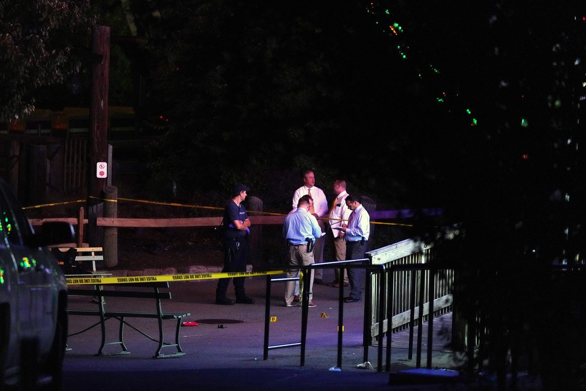 Police and other emergency personnel from multiple jurisdictions converged on Kennywood Park late Saturday night Sept 24, 2022, in West Mifflin for reports of shots fired inside the sprawling amusement park. (Nate Guidry/Pittsburgh Post-Gazette/TNS)  (NATEGUIDRY/Pittsburgh Post-Gazette/TNS)