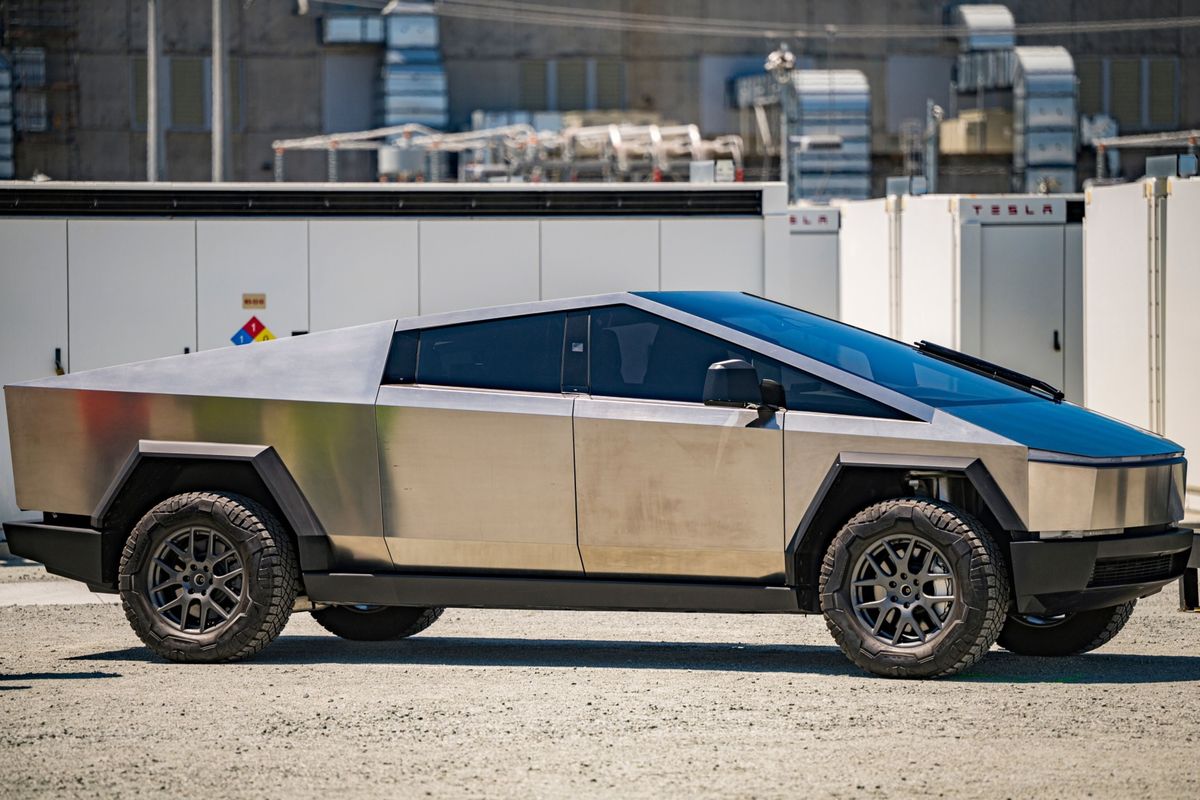 The Tesla Cybertruck prototype is shown in this undated photo.  (Nic Coury/Bloomberg)
