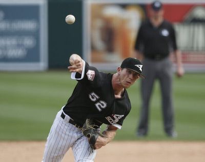 Chicago White Sox starter Ian Hamilton throws a pitch during a 2019 spring training game against Milwaukee in Glendale, Ariz.  (Associated Press)