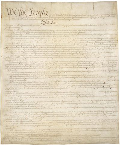 First page of the U.S. Constitution, for a Spin Control post. (historyplace.com)