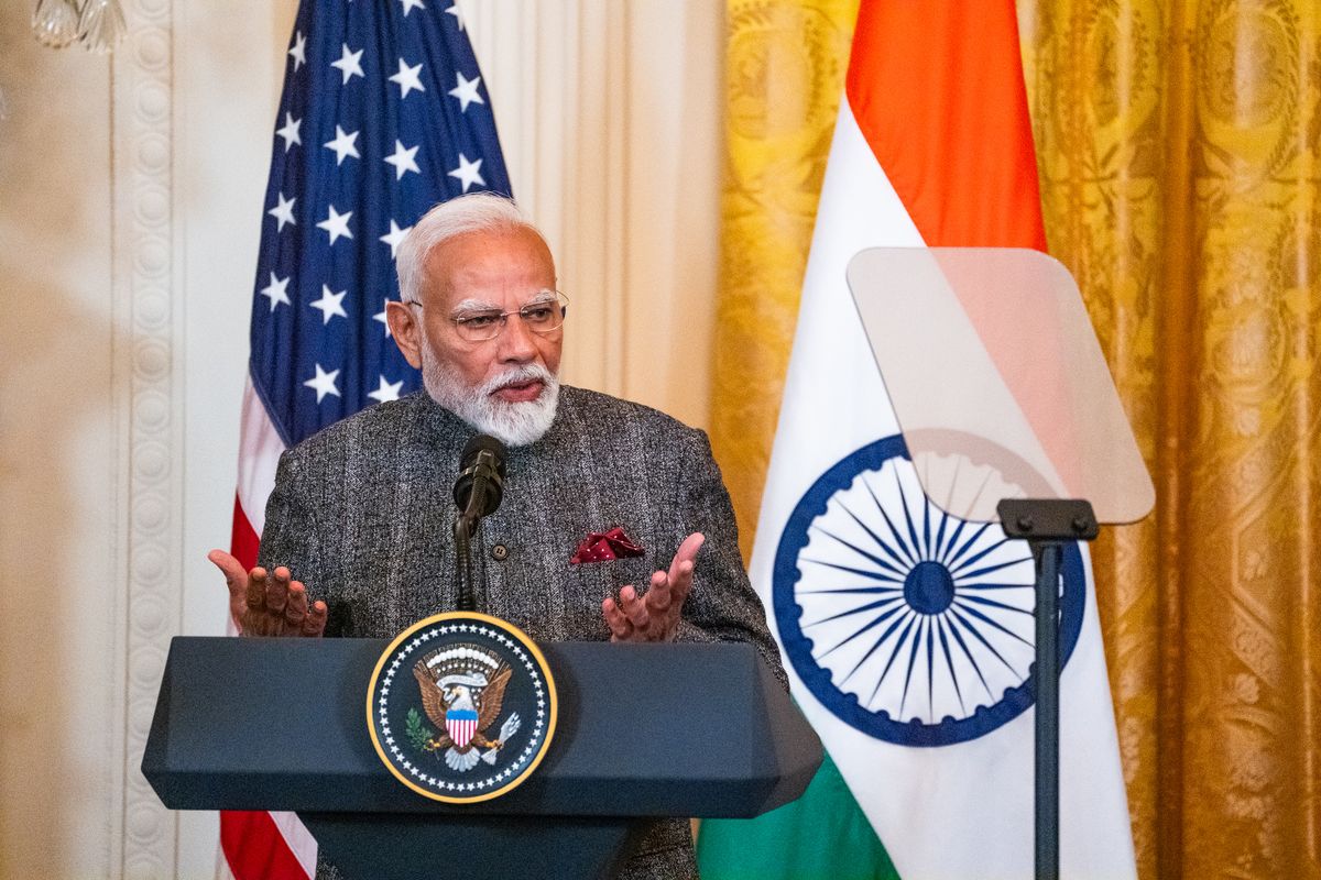 Indian Prime Minister Narendra Modi speaks during at the White House in February. MUST CREDIT: Demetrius Freeman/The Washington Post (Demetrius Freeman/The Washington Post)