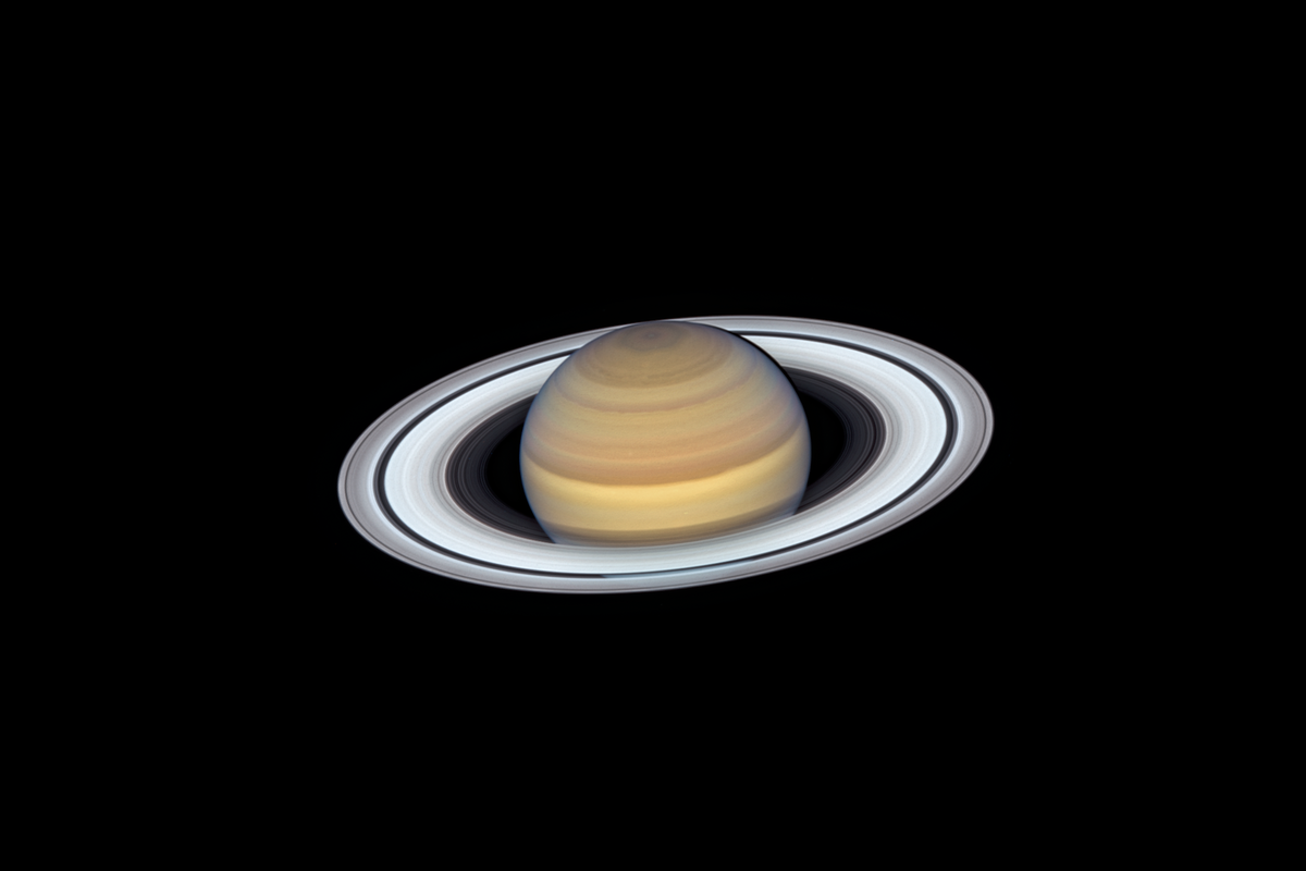 The latest view of Saturn from NASA’s Hubble Space Telescope captures exquisite details of the ring system, which looks like a phonograph record with grooves that represent detailed structure within the rings. Hubble’s Wide Field Camera 3 observed Saturn on June 20, 2019, as the planet made its closest approach to Earth at about 845 million miles away.  (NASA/Space Telescope Science Institute Office of Public Outreach)