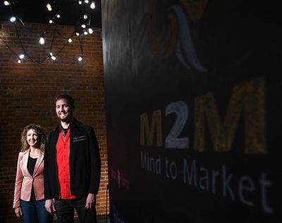 Amanda Hepper and Joe Gellatly founders of Medcurity – a health care IT company – are shown on Thursday, Nov. 29, 2018, at Startup Spokane offices.  (Tyler Tjomsland/THE SPOKESMAN-REVIEW)