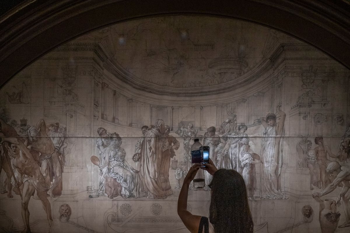 A fresco by the 19th-century British artist Frederic Leighton at the Victoria and Albert Museum in London, Sept. 5, 2023. The V&amp;A typically draws around 3 million annual visitors, but even on the busiest days, the museum has the space and setup to largely avoid the sense of competing with the crowds.  (New York Times)