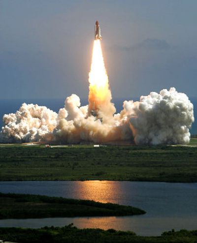 
The space shuttle Atlantis lifts off from pad 39B at the Kennedy Space Center in Cape Canaveral, Fla., on Saturday.
 (Associated Press / The Spokesman-Review)
