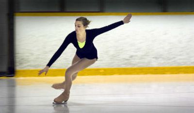 Ashley Beekman practices her routine at Eagles Ice-A-Rena last week in preparation for the Northwest Pacific Regional Championships that begin Thursday.
(Christopher Anderson photos / The Spokesman-Review)