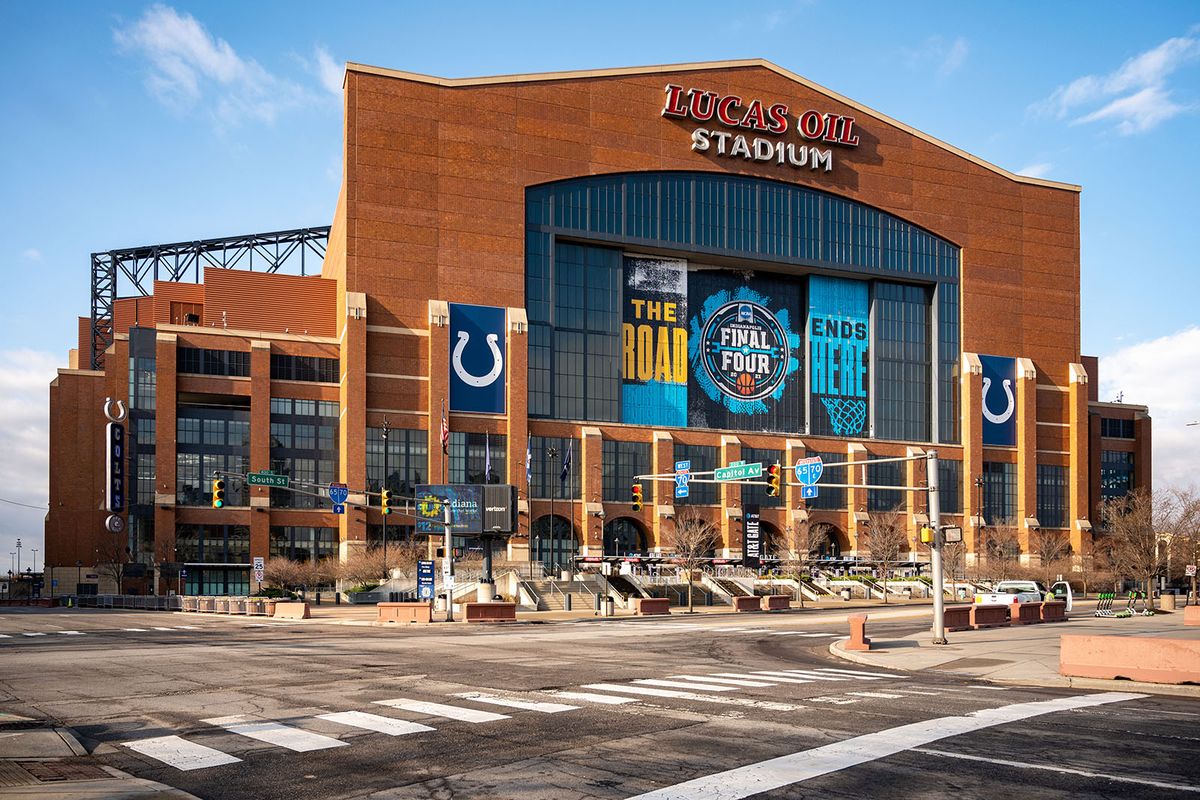 Lucas Oil Stadium, home of the NFL’s Indianapolis Colts, is where the NCAA Tournament’s Final Four games will played. It is within walking distance of most downtown hotels.  (COLIN MULVANY/THE SPOKESMAN-REVIEW)
