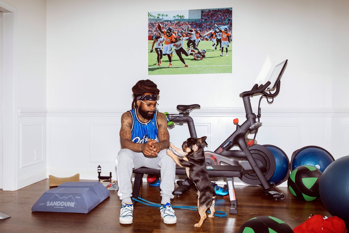 Jamuel Jones, former college football athlete and friend of Demaryius Thomas, at his home in McDonough, Ga., on June 29, 2022. Jones was a passenger when Thomas crashed a car in 2019, and he said doctors told them that their ability to absorb hits might have saved their lives. (Kendrick Brinson/The New York Times).  (KENDRICK BRINSON)