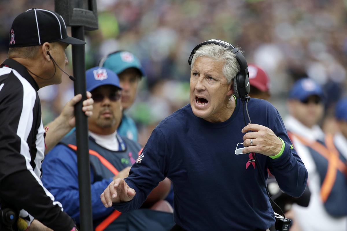 Seattle coach Pete Carroll focused on NFC West title. (Associated Press)