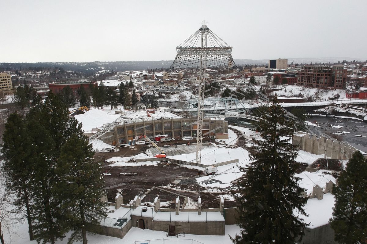 The former U.S. Pavilion from Expo ’74, which is being extensively redesigned under the park bond approved by voters, is shown Thursday, Feb. 14, 2019. (Jesse Tinsley / The Spokesman-Review)
