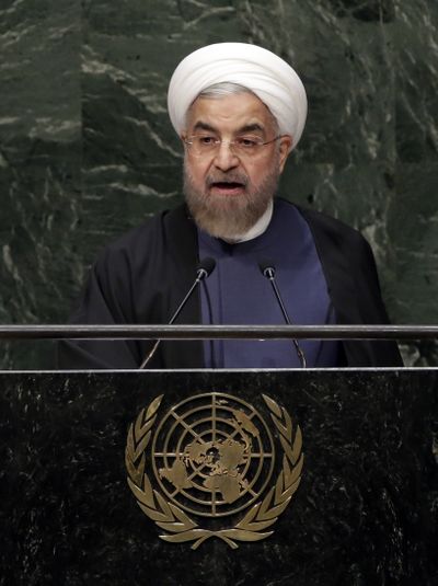 Iranian President Hassan Rouhani addresses the United Nations General Assembly Thursday. (Associated Press)