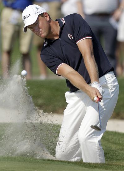 Robert Karlsson hits out of a bunker on the 17th hole during the third round of the St. Jude Classic Saturday in Memphis, Tenn. (Associated Press)