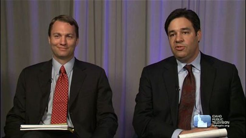GOP congressional candidates Vaughn Ward, left, and Raul Labrador, right, appear together on the 