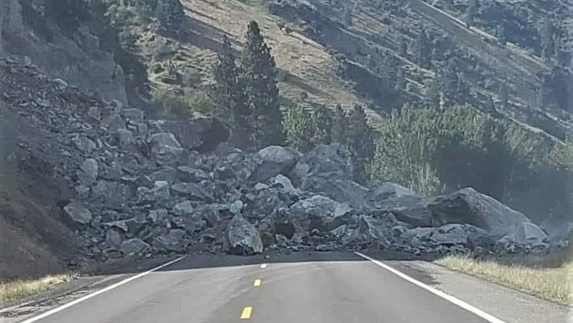 Rock slide blocks Highway 95 south of Riggins The SpokesmanReview