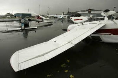 
Airplanes lie strewn about the ramp at the North Little Rock, Ark., airport Friday after a tornado passed through. Associated Press
 (Associated Press / The Spokesman-Review)