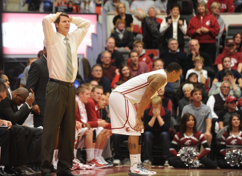 Washington State coach Ken Bone reacts during the final seconds of the Cougars’ loss to Gonzaga.