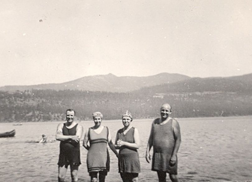 Charles Cowan, far left, stands next to his wife, Iowa King Cowan, and unidentified friends at Liberty Lake on a Sunday in July 1919.
