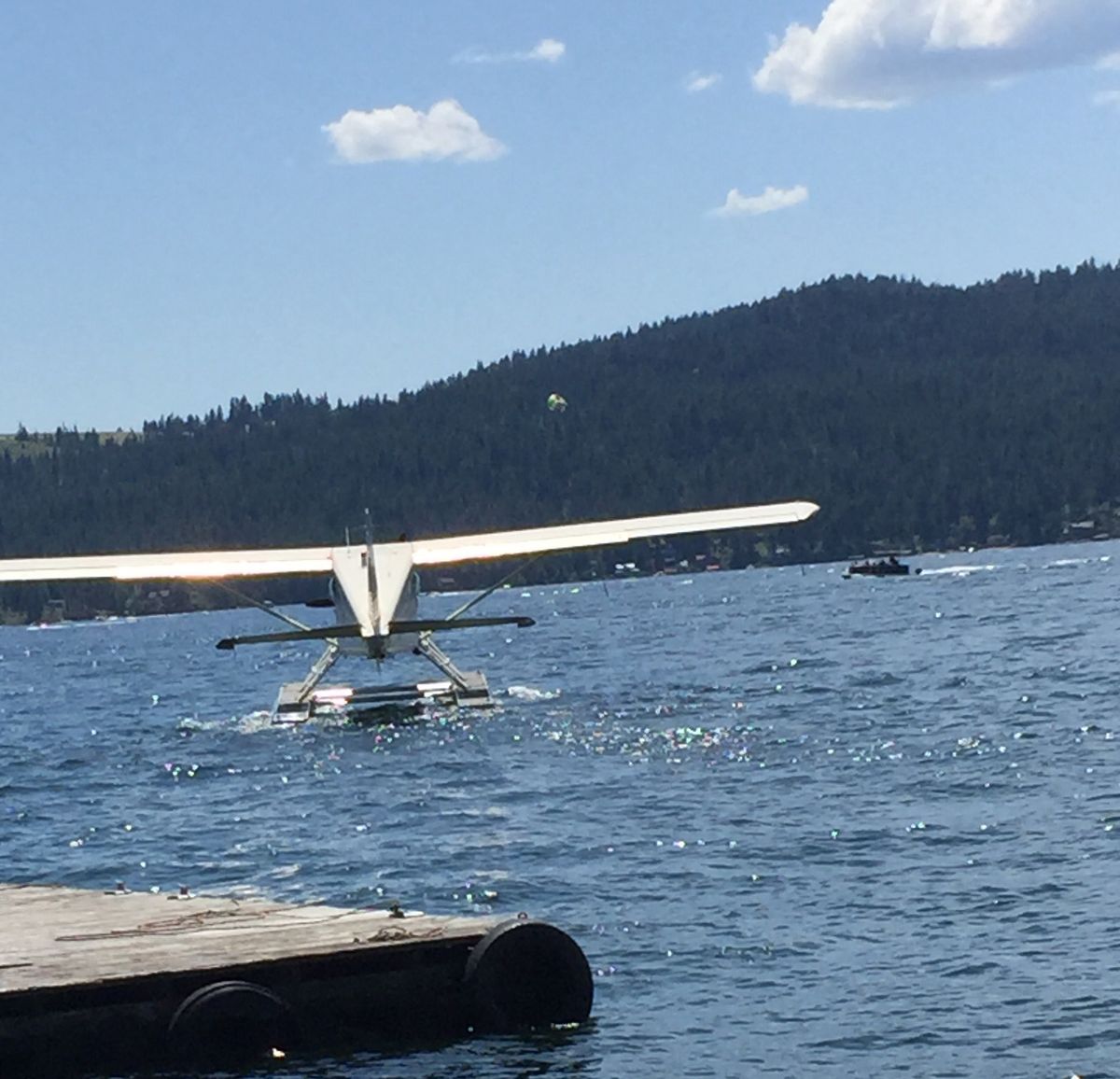 Michelle Schlote, a tourist in Coeur d’Alene, took this photo of a de Havilland seaplane that was involved in a midair crash on Sunday as it took off for its last flight. The plane collided in midair with a Cessna that had taken off from Felts Field in Spokane.  (Courtesy of Michelle Schlote)