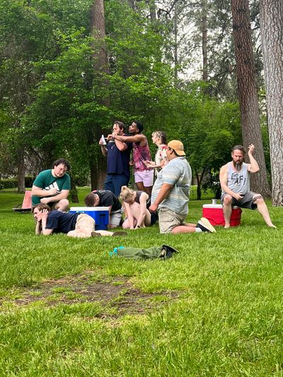 The cast of Spokane Ensemble Theatre’s “Much Ado About Nothing” are learning to battle varying acoustics and the elements in their outdoor production of Shakespeare’s classic play.  (Courtesy Spokane Ensemble Theatre)