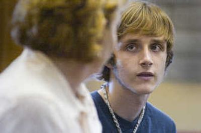 
Luke Roe  talks with his mother Mollie Dalpae about the two-session diversion program he entered after being arrested for smoking pot. 
 (Christopher Anderson photos / The Spokesman-Review)