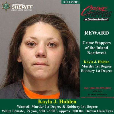 Kayla J. Holden, 29, is wanted for murder and robbery after she allegedly shot and killed Allyson R. Davis, 37, on October 11.   (Courtesy of the Spokane County Sheriff's Office)