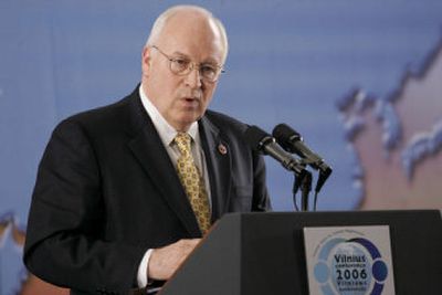 
Vice President Dick Cheney delivers a speech during the Vilnius Conference 2006 in Vilnius, Lithuania, on Thursday. 
 (Associated Press / The Spokesman-Review)