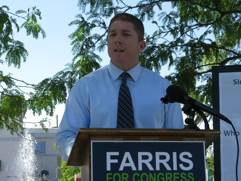 Idaho congressional candidate Jimmy Farris speaks at a news conference in Meridian on Aug. 2, 2012 (Betsy Russell)