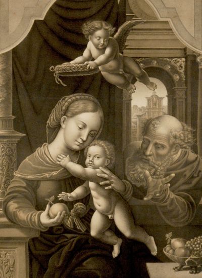 Johann Nepomuk Strixner was a German artist who created this lithograph titled “The Holy Family” in 1828, modeling it on the work of Flemish artist Jan Gossaert (1478-1556). The lithograph is part of the collection of Gonzaga University’s Jundt Art Museum and a gift from Joan Boisseree Gassiot.Courtesy of J. Craig Sweat Photography Inc. (Courtesy of J. Craig Sweat Photography Inc.)