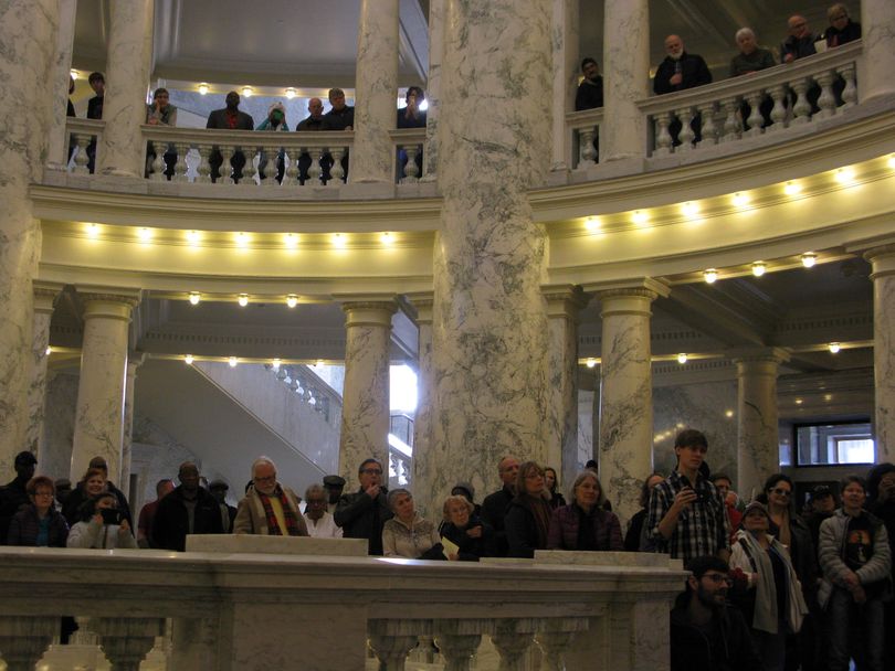 Crowd at Martin Luther King Jr./Human Rights Day ceremony in the Idaho Capitol (Betsy Z. Russell)