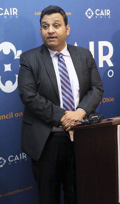 Romin Iqbal of the Council on American-Islamic Relations speaks during a news conference at CAIR-Columbus headquarters in Dublin, Ohio on July 26, 2018. An Ohio chapter of the nation's largest Muslim civil liberties and advocacy organization has fired Romin Iqbal for ethical and professional breaches that it says include a yearslong secret association with a group that has promoted anti-Muslim views. (Brooke LaValley)