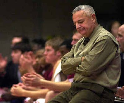 
Washington State coach Dick Bennett reacts to a call from a referee during a game against Idaho in Pullman, Wash., Saturday, Dec. 20, 2003. 
 (Associated Press / The Spokesman-Review)