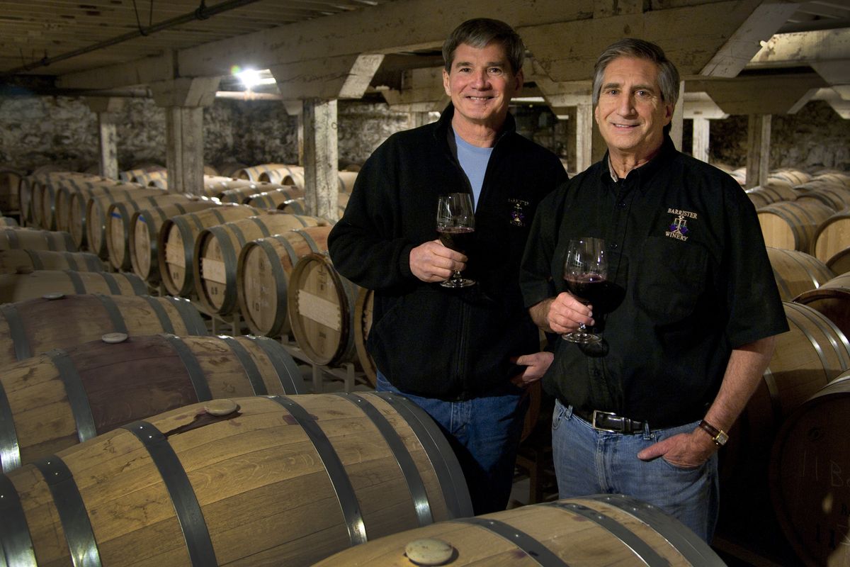 Michael White, left, and Greg Lipsker own Barrister Winery. (Colin Mulvany)