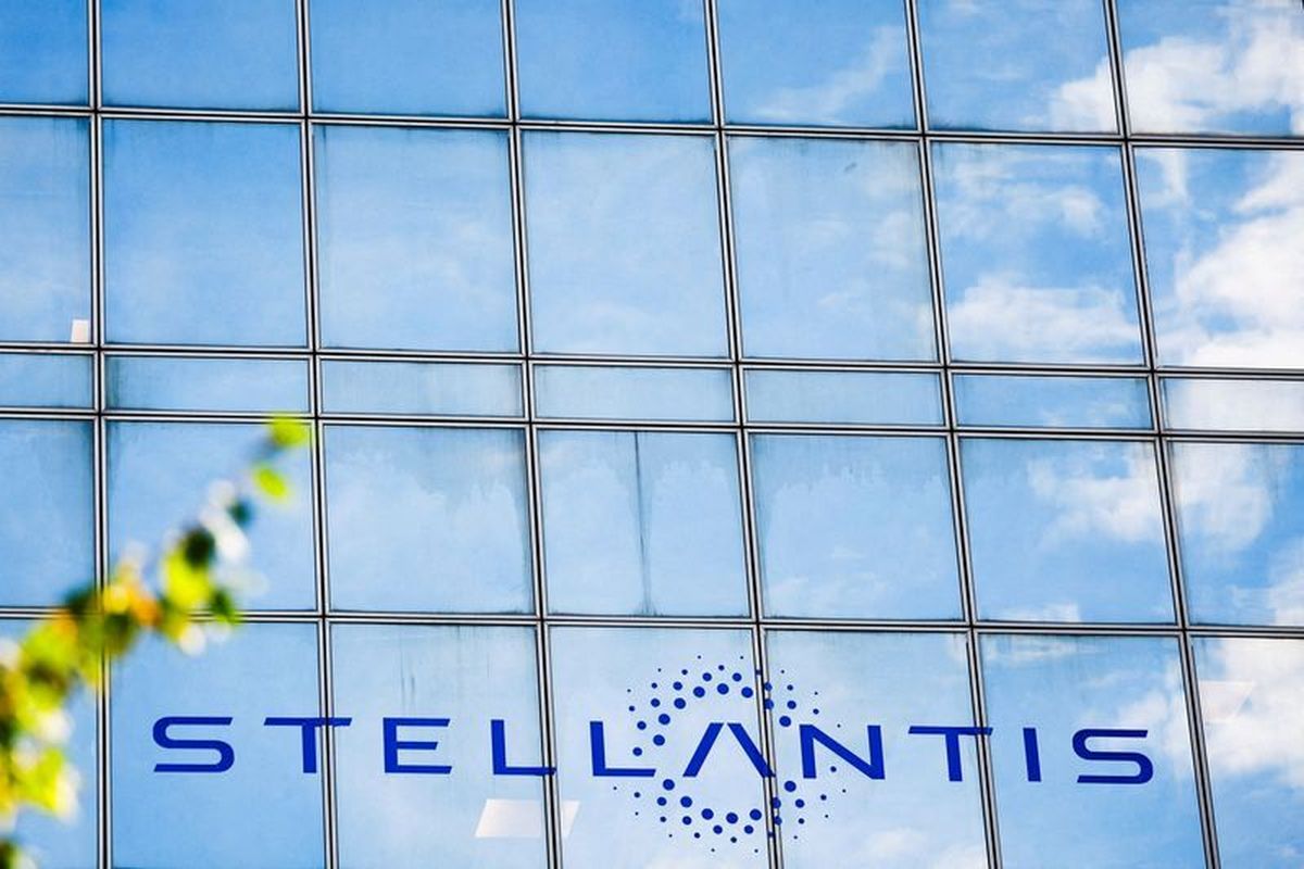 FILE PHOTO: The logo of Stellantis is seen on the company