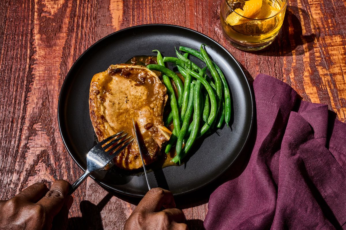 Old-Fashioned Pork Chops.  (Photos by Marvin Joseph and food styling by Lisa Cherkasky/The Washington Post)