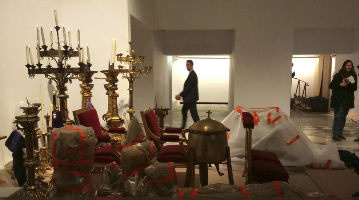 This photo tweeted by Paris mayor Anne Hidalgo shows artifacts saved from the fire at Notre Dame cathedral, Tuesday April, 16, 2019. An inferno that raged through Notre Dame Cathedral for more than 12 hours destroyed its spire and its roof, but the twin medieval bell towers were spared, and a frantic rescue effort saved its "most precious treasures," including the Crown of Thorns purportedly worn by Jesus, officials said Tuesday. (Twitter via AP) ORG XMIT: PAR170 (AP)