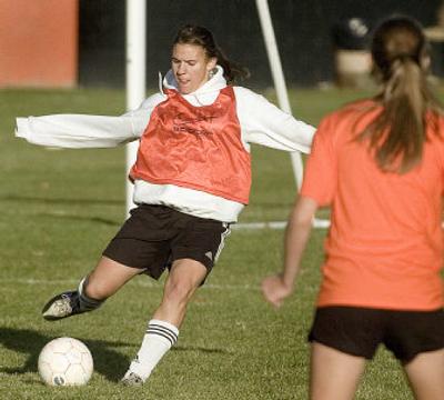 
West Valley's Dee Dee Garbe passes the ball up field during practice. The freshman helped lead the team to an 11-2 finish in the league.
 (Joe Barrentine / The Spokesman-Review)