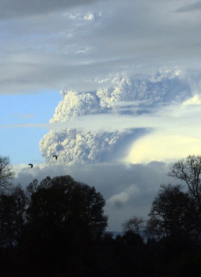 The Puyehue volcano, some 620 miles south of Santiago, Chile, started erupting Saturday. (Associated Press)