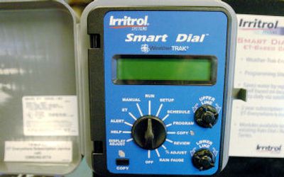 
A control panel for the Smart Dial sprinkler control system from Irritrol at Auto-Rain in Spokane. 
 (JOE BARRENTINE/the Spokesman-Review / The Spokesman-Review)