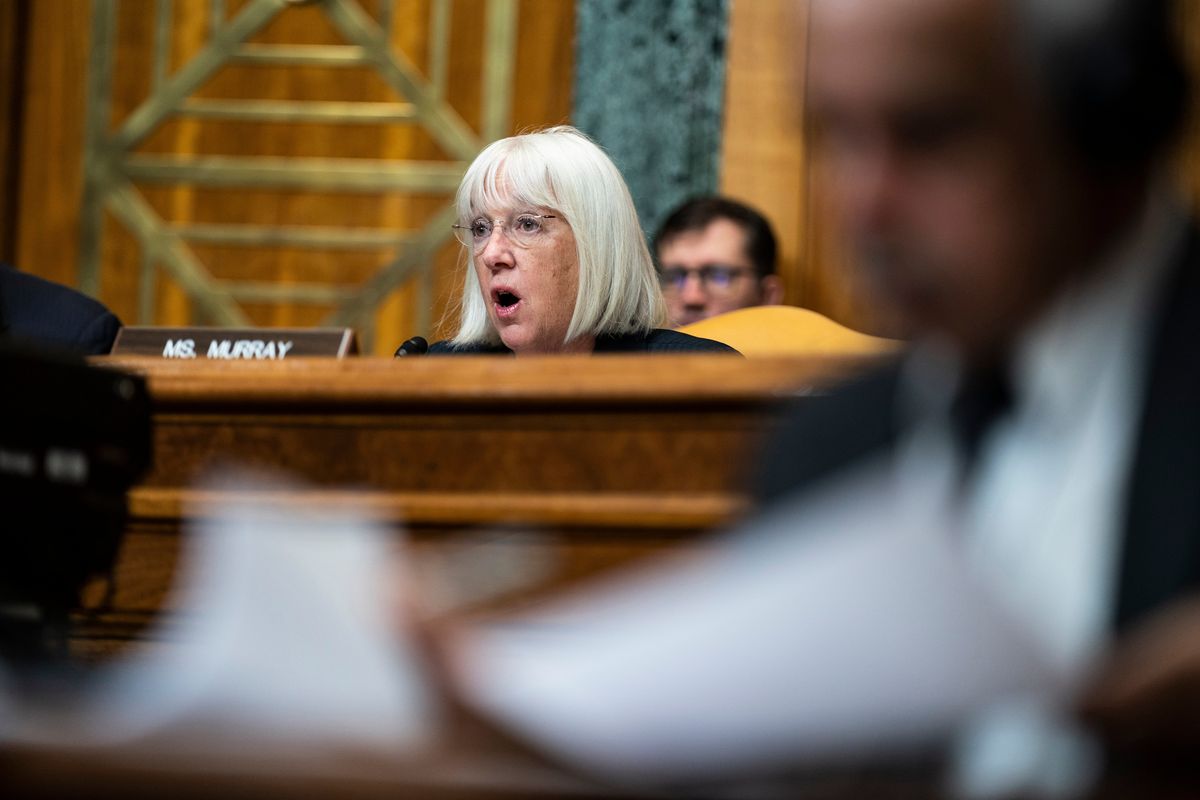 Sen. Patty Murray, D-Wash., during a hearing on Capitol Hill in Washington, D.C., on May 4.  (Jabin Botsford/Washington Post)